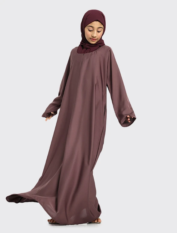 Girls Mauve Basic Abaya